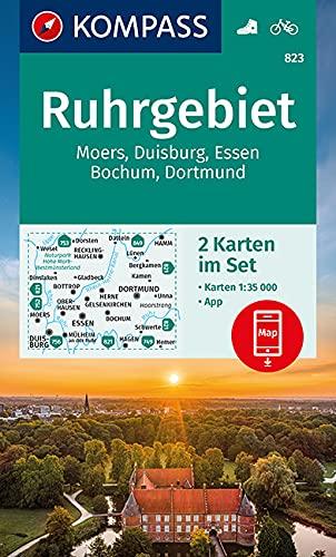 KOMPASS Wanderkarte Ruhrgebiet: 2 Wanderkarten 1:35000 im Set inklusive Karte zur offline Verwendung in der KOMPASS-App. Fahrradfahren. (KOMPASS-Wanderkarten, Band 823)