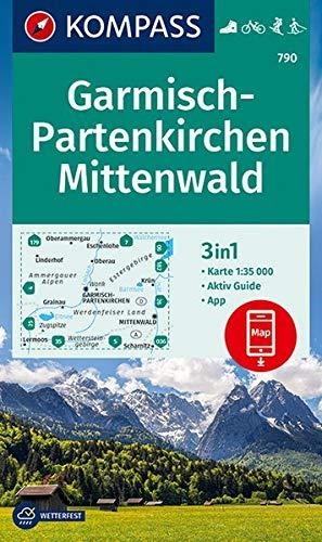 KOMPASS Wanderkarte Garmisch-Partenkirchen, Mittenwald: 3in1 Wanderkarte 1:35000 mit Aktiv Guide inklusive Karte zur offline Verwendung in der ... Skitouren. Langlaufen. (KOMPASS-Wanderkarten)