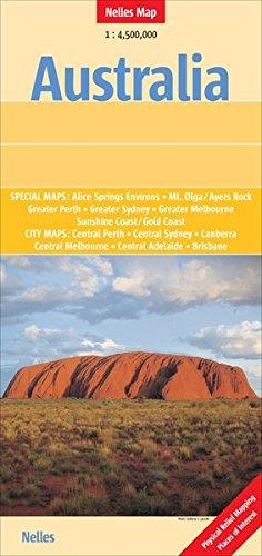 Nelles Map:  Australia 1 : 4 500 000 - Special Maps. Alice Springs Environs, Mt. Olga/Ayers Rock, Greater Perth, Greater Sidney, Greater Melbourne ... ... Central Melbourne, Central Adelaide, Brisbane