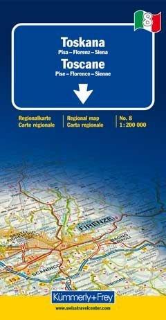 Italien 08. Toskana / de Agostini 1 : 200 000. Regionalkarte: Pisa - Florenz - Siena. Sehenswürdigkeiten, Stadtpläne, Transitpläne, Ortsindex