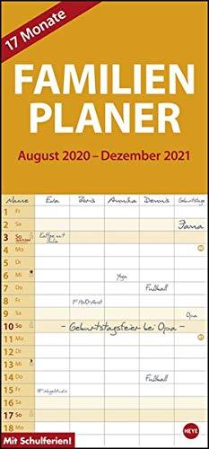 17-Monats-Familienplaner Kalender 2021: 17 Monate. Von August 2020 bis Dezember 2021.