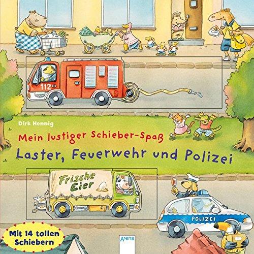 Mein lustiger Schieber-Spaß. Laster, Feuerwehr und Polizei