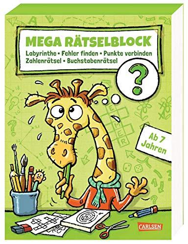 Mega Rätselblock – Labyrinthe, Fehler finden, Punkte verbinden, Zahlenrätsel, Buchstabenrätsel: ab 7 Jahre (1)