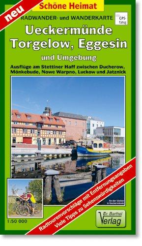 Radwander- und Wanderkarte Ueckermünde, Torgelow, Eggesin und Umgebung: Ausflüge am Stettiner Haff zwischen Ducherow, Mönkebude, Nowe Warpno, Luckow und Jatznick. Maßstab 1:50000