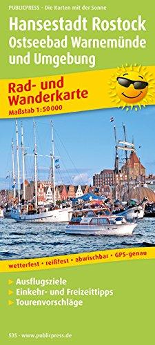 Rad- und Wanderkarte Hansestadt Rostock, Ostseebad Warnemünde: mit Ausflugszielen, Einkehr- & Freizeittipps, wetterfest, reissfest, abwischbar, GPS-genau. 1:50000