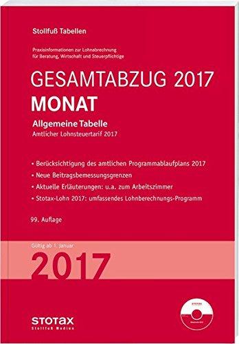 Tabelle, Gesamtabzug 2017 Monat: Bundesweit gültige Ausgabe