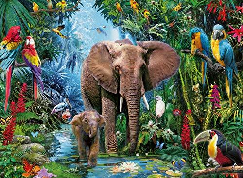 Ravensburger Kinderpuzzle - 12901 Dschungelelefanten - Tier-Puzzle für Kinder ab 7 Jahren, mit 150 Teilen im XXL-Format, Geel, 20 x 14