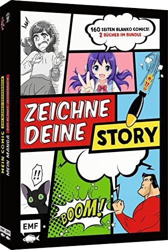 Zeichne deine Story – Blanko Comics: Zwei Bücher im Bundle: 160 Seiten mit Frames und Sprechblasen zum Selbstausfüllen, kompakten Grundlagen und den besten Zeichentipps für Manga- und Comic-Fans