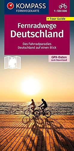 KOMPASS Fernwegekarte Fernradwege Deutschland: Das Fahrradparadies Deutschland auf einen Blick. GPX-Daten zum Download. (KOMPASS-Großraum-Radtourenkarte, Band 2560)