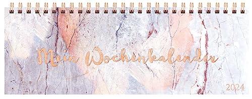 Tischquerkalender Marble 2024: 1 Woche 2 Seiten; Bürokalender mit viel Platz für Notizen; Format: 29,8 x 10,5 cm