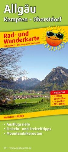 Rad- und Wanderkarte Allgäu, Kempten - Oberstdorf: Mit Ausflugszielen, Einkehr- & Freizeittipps, wetterfest, reissfest, abwischbar, GPS-genau. 1:50000