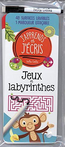 J'apprends et j'écris Jeux et Labyrinthes: 40 surfaces lavables 1 marqueur effacable