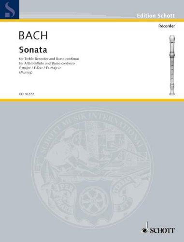 Sonate F-Dur: nach der Sonate Nr. 3 E-Dur. BWV 1035. Alt-Blockflöte und Klavier (Cembalo). (Edition Schott)