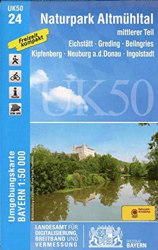 UK50-24 Naturpark Altmühltal mittlerer Teil: Eichstätt, Greding, Beilngries, Kipfenberg, Neuburg a.d.Donau, Ingolstadt, Heideck, Berching, (UK50 ... Karte Freizeitkarte Wanderkarte)