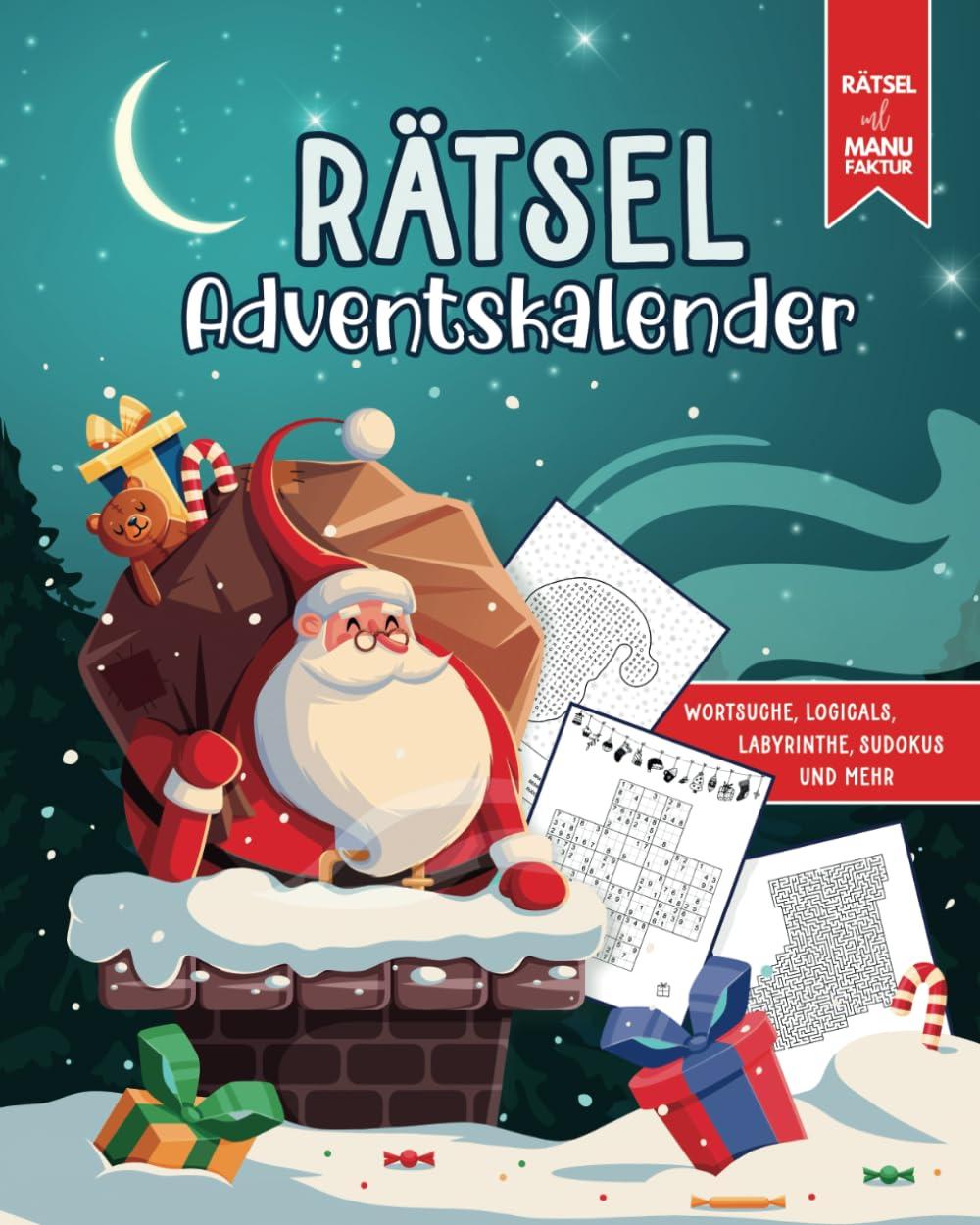 Rätsel Adventskalender für Erwachsene: Weihnachtskalender 2022 mit Sudoku, Wortsuche, Labyrinthen und mehr