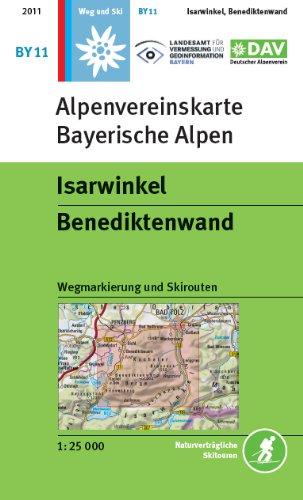 Isarwinkel, Benediktenwand: Wegmarkierungen und Skirouten - Topographische Karte 1:25.000