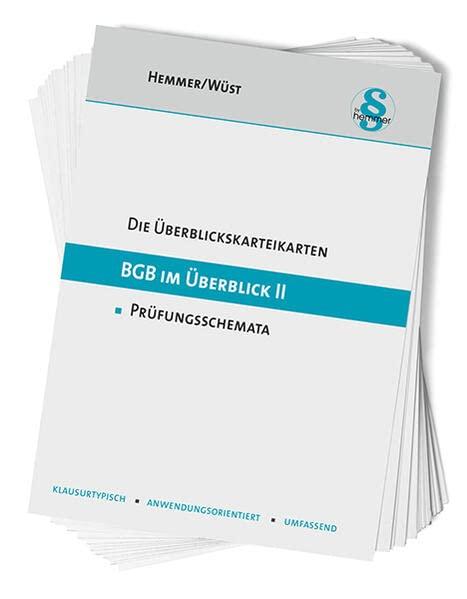 Überblickskarteikarten BGB im Überblick II (Nebengebiete): Prüfungsschemata (Karteikarten - Zivilrecht)