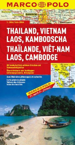 MARCO POLO Kontinentalkarte Thailand, Vietnam, Laos, Kambodscha 1:2 Mio.: Mit landschaftlich schönen Strecken und Sehenswürdigkeiten. Übersichtskarte zum Ausklappen, Entfernungstabelle, Ortsregister