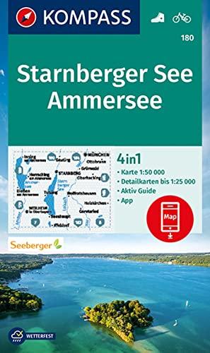 KOMPASS Wanderkarte 180 Starnberger See, Ammersee: 4in1 Wanderkarte 1:50000 mit Aktiv Guide und Detailkarten inklusive Karte zur offline Verwendung in ... (KOMPASS-Wanderkarten, Band 180)