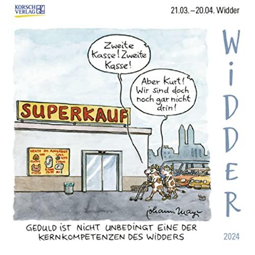 Widder Mini 2024: Sternzeichenkalender-Cartoon - Minikalender im praktischen quadratischen Format 10 x 10 cm.