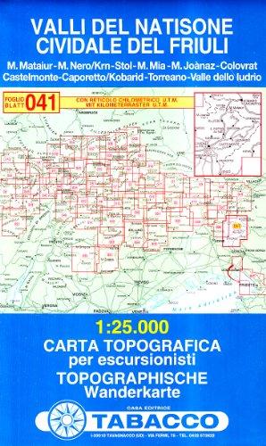 Valli del Natisone, Cividale del Friuli: Wanderkarte Tabacco 041 1:25 000 (Cartes Topograh)