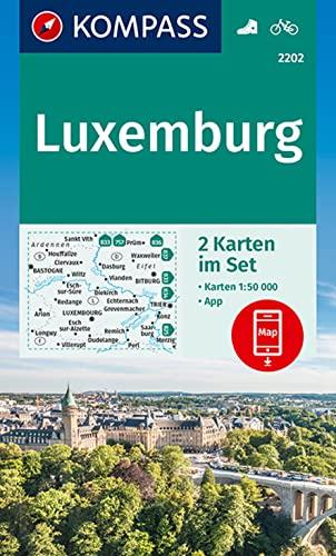 KOMPASS Wanderkarten-Set 2202 Luxemburg (2 Karten) 1:50.000: inklusive Karte zur offline Verwendung in der KOMPASS-App. Fahrradfahren.