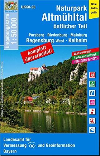 UK50-25 Naturpark Altmühltal, östlicher Teil: Parsberg, Riedenburg, Mainburg, Regensburg-West, Kelheim, Dietfurt, Hemau, Abensberg, Neustadt ... Karte Freizeitkarte Wanderkarte)