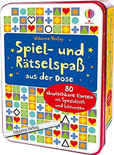 Spiel- und Rätselspaß aus der Dose: mit abwischbarem Stift & 80 Karten