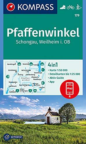 KOMPASS Wanderkarte Pfaffenwinkel, Schongau, Weilheim i. OB: 4in1 Wanderkarte 1:50000 mit Aktiv Guide und Detailkarten inklusive Karte zur offline ... Langlaufen. (KOMPASS-Wanderkarten, Band 179)