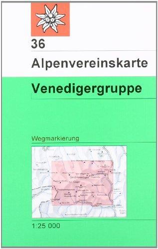 DAV Alpenvereinskarte 36 Venedigergruppe 1 : 25 000 Wegmarkierungen: Topographische Karte