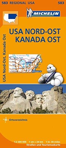 Michelin USA Nord-Ost, Kanada Ost: Straßen- und Tourismuskarte 1:2.400.000 (MICHELIN Regionalkarten)