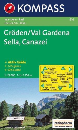 Gröden/Val Gardena, Sella, Canazei: Wandern / Rad. Escursioni / Bike. GPS-genau. 1:25.000