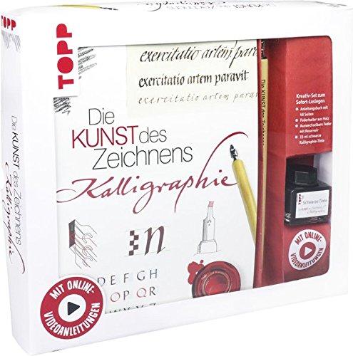 Kreativ-Set Die Kunst des Zeichnens Kalligraphie: Buch für Kalligraphie-Einsteiger sowie Federhalter, Feder mit Reservoir und Tinte im Gläschen (Buch plus Material)