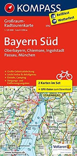 Bayern Süd - Oberbayern - Chiemsee - Ingolstadt - Passau - München: Großraum-Radtourenkarte 1:125000, GPX-Daten zum Download (KOMPASS-Großraum-Radtourenkarte, Band 3712)