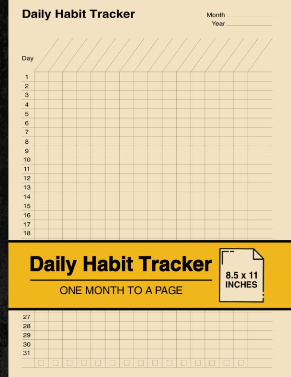 Daily Habit Tracker: Habit Tracking Notebook | One Month to a Page | Large