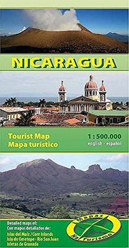 Tourismus- und Strassenkarte Nicaragua 1:500000. Detailkarten Insel Ometepe 1:200000, Rio San Juan 1:200000, Little Corn Island 1:75000, Big Corn Island 1:75000, Isletas von Granada 1:75000