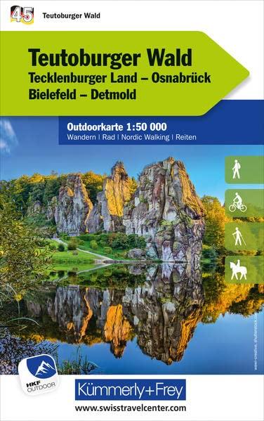 Teutoburger Wald Nr. 45 Outdoorkarte Deutschland 1:50 000: Tecklenburger Land, Osnabrück, Bielegeld, Detmold, free Download mit HKF Outdoor App (Kümmerly+Frey Outdoorkarten Deutschland)