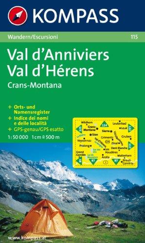 Val d'Anniviers, Montana, Val d'Hérens 1 : 50 000: Wanderkarte. GPS-genau