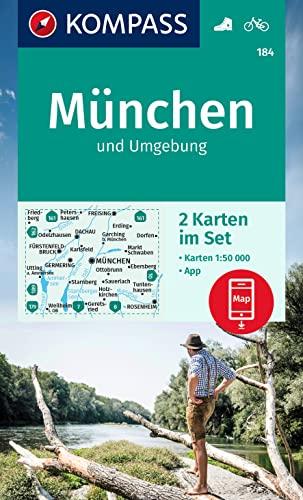 KOMPASS Wanderkarte 184 München und Umgebung: markierte Wanderwege, Fahrradwege, Skitouren, Langlaufen (KOMPASS-Wanderkarten, Band 184)