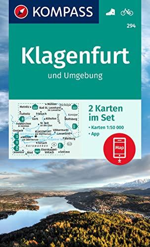 KOMPASS Wanderkarten-Set 294 Klagenfurt und Umgebung (2 Karten) 1:50.000: inklusive Karte in der KOMPASS-App offline nutzen, markierte Wanderwege, Fahrradfahren