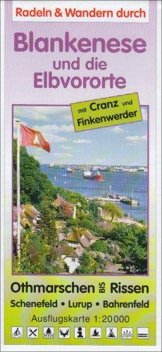 Radeln & Wandern durch Blankenese /Elbvororte mit Cranz /Finkenwerder: Othmarschen bis Rissen, Schenefeld - Bahrenfeld. Ausflugskarte 1:20000