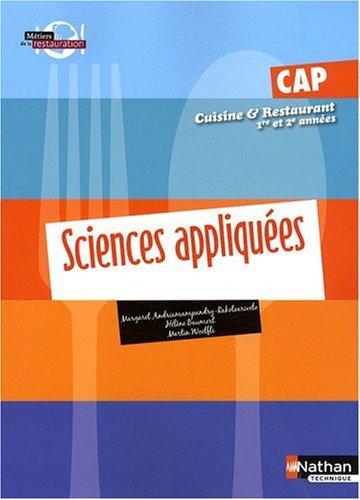 Sciences appliquées : CAP cuisine et restaurant 1re et 2e années