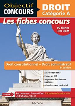 Droit constitutionnel, droit administratif : droit, catégorie A, les fiches concours : 90 fiches, 350 QCM