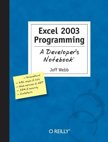 Excel 2003 Programming: A Developer's Notebook