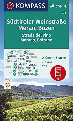 KOMPASS Wanderkarte Südtiroler Weinstraße, Meran, Bozen: 2 Wanderkarten 1:25000 im Set inklusive Karte zur offline Verwendung in der KOMPASS-App. ... (KOMPASS-Wanderkarten, Band 78)