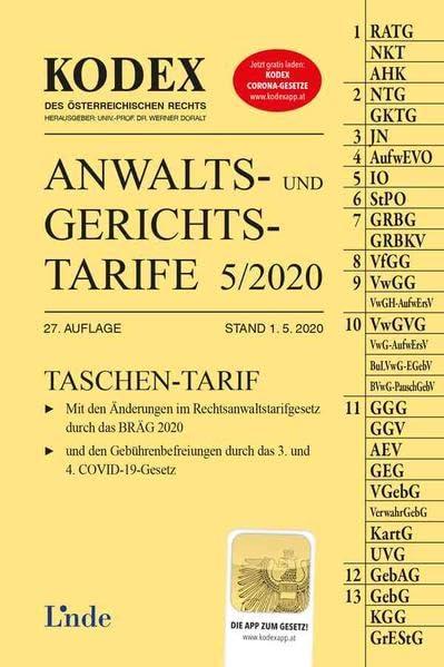 KODEX Anwalts- und Gerichtstarife 5/2020 (Kodex des Österreichischen Rechts)