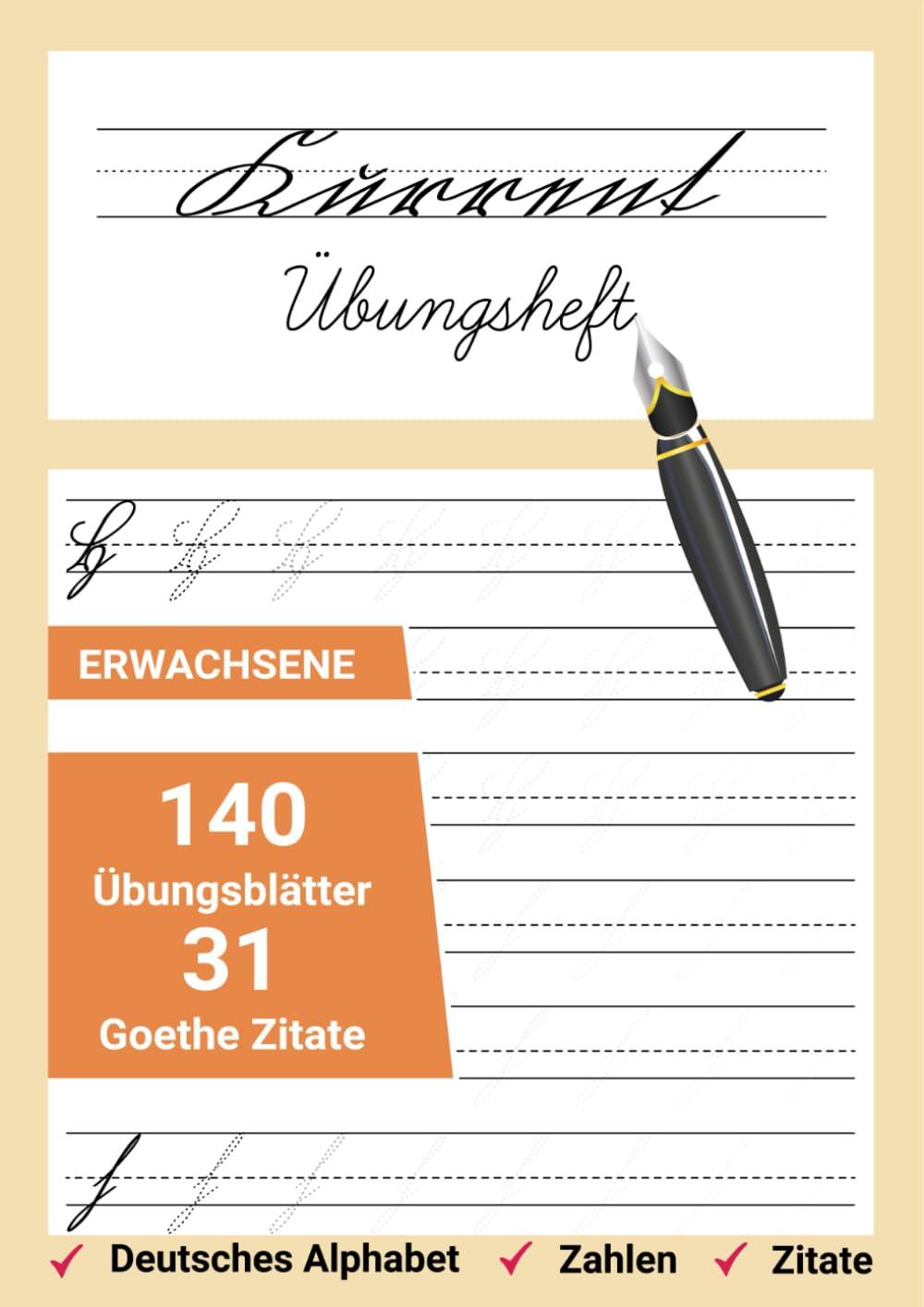 Kurrent Übungsheft: HandschriftPRO - Kurrentschrift einfach lernen mit Goethe-Zitaten. (Meisterwerke der deutschen Schrift: Von Kurrent bis SAS)