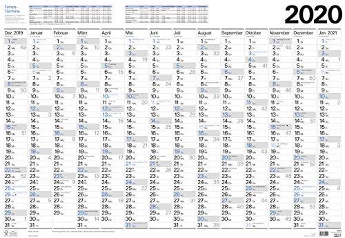 Großer Wandtimer 2020: 14 Monate (Dezember 2019 - Januar 2021) I Ferientermine und Feiertage I 97 x 67 cm