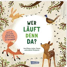 Wer läuft denn da?: Von Pfoten, Hufen, Tatzen und anderen Tierspuren | Ein Pappenbuch mit Klappen. Ab 3 Jahren