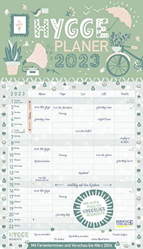 Hygge Planer 2023: Familienplaner, 5 große Spalten. Mit Ferienterminen, extra Spalte und Vorschau bis März 2024. Mit extra Platz für hyggelige Momente. Format: 27 x 47 cm